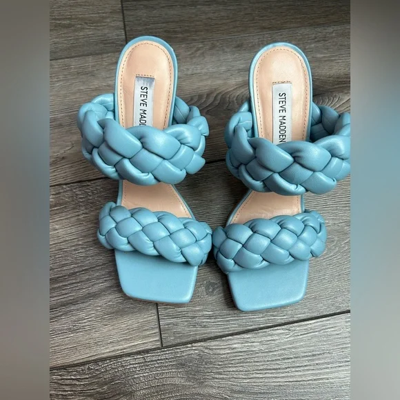 Steve Madden Light Blue Braided Heels Size 8 - Picture 2 of 9